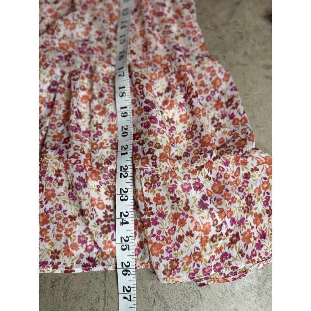 Lush Pink And Orange Floral Smocked Puff Sleeve Dress Size S - Picture 7 of 9